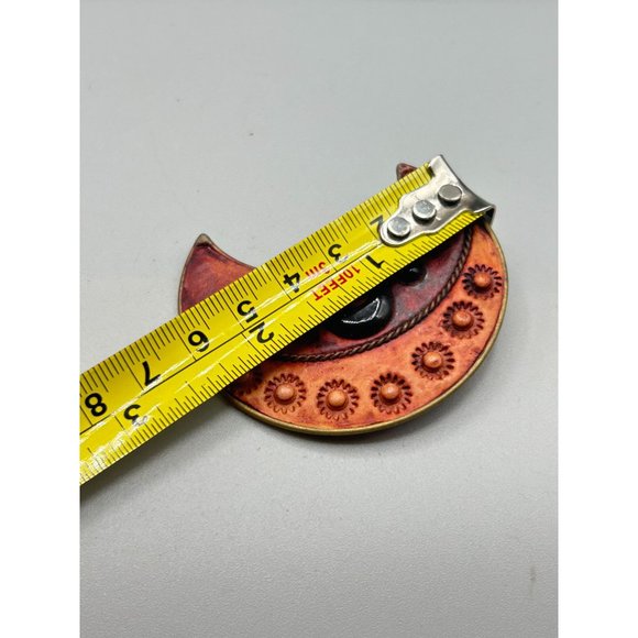 Vintage Handcrafted Moon Brooch Clay & Beads Crescent Moon Whimsical Jewelry - Picture 7 of 7